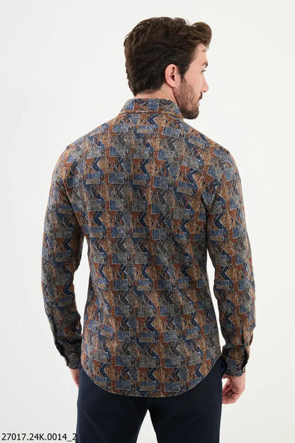 Brabion Nico Slim Fit Patterned Wool Shirt - BRABION