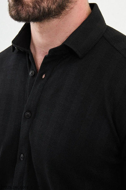 Brabion James Black Slim Fit Striped Cotton Shirt - Your Ideal Versatile Wardrobe Staple - BRABION