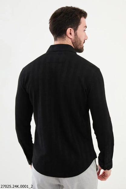 Brabion James Black Slim Fit Striped Cotton Shirt - Your Ideal Versatile Wardrobe Staple - BRABION