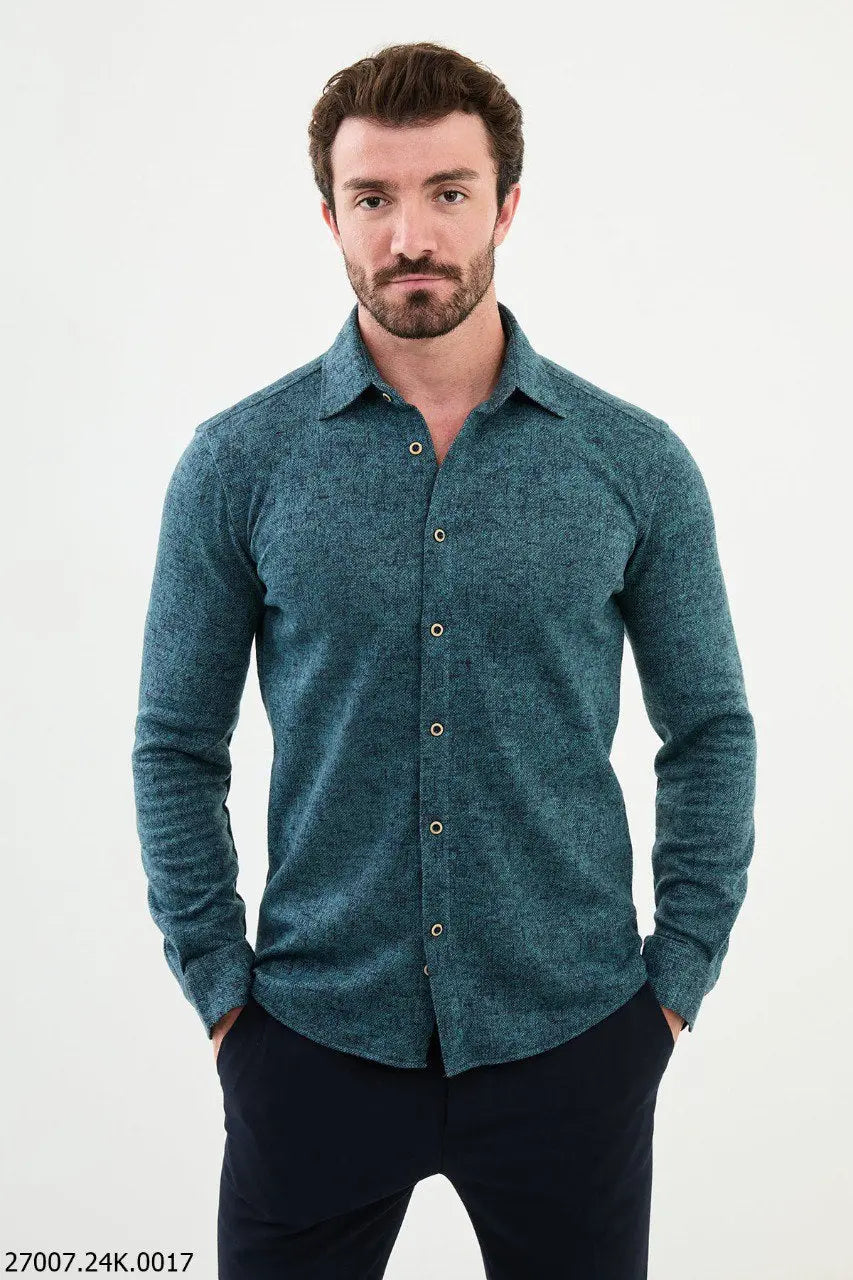 Brabion Nico Green Slim Fit Patterned Shirt - BRABION