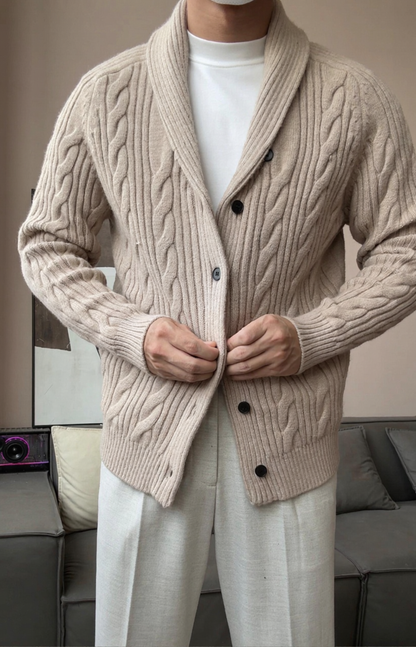 Men’s Shawl Collar Winter Knit Cardigan - BRABION