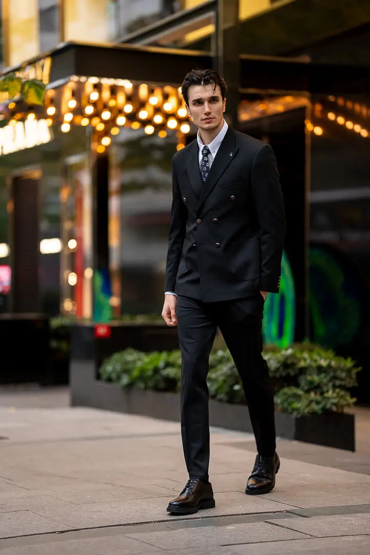 Brabion Men's Black Double-Breasted Jacket - BRABION