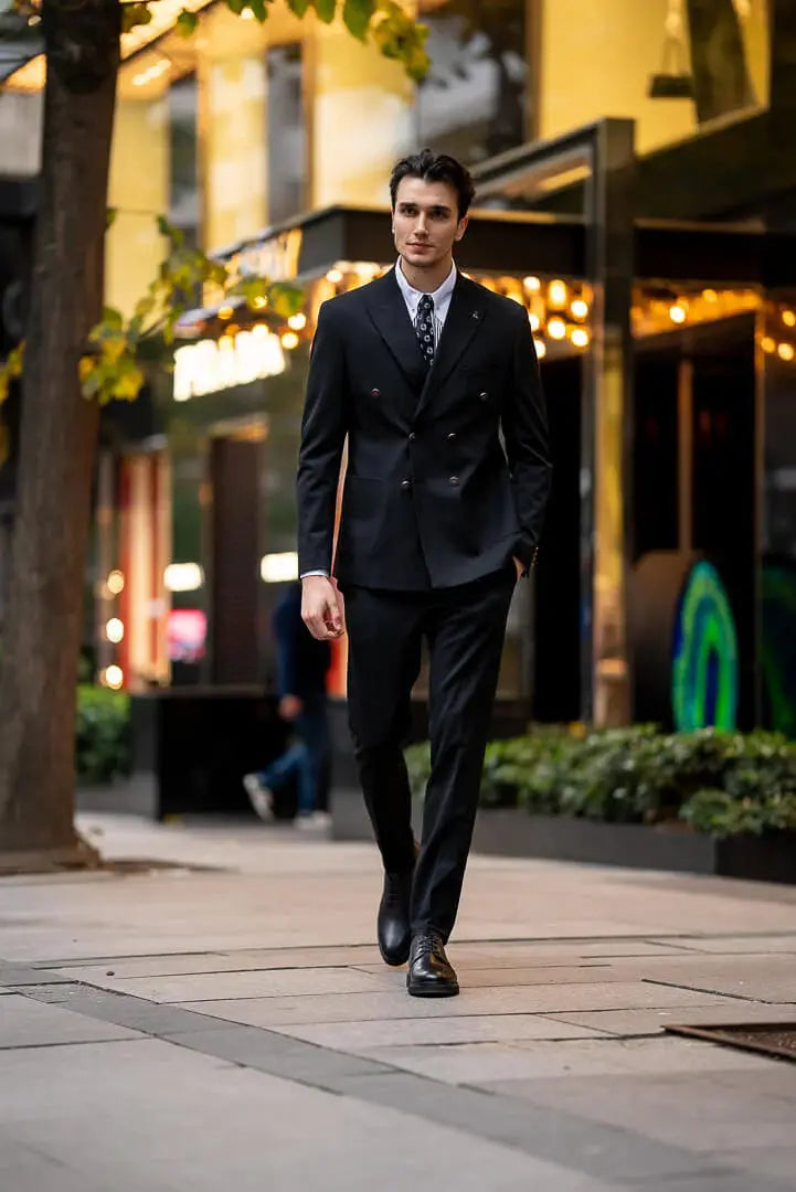 Brabion Men's Black Double-Breasted Jacket - BRABION