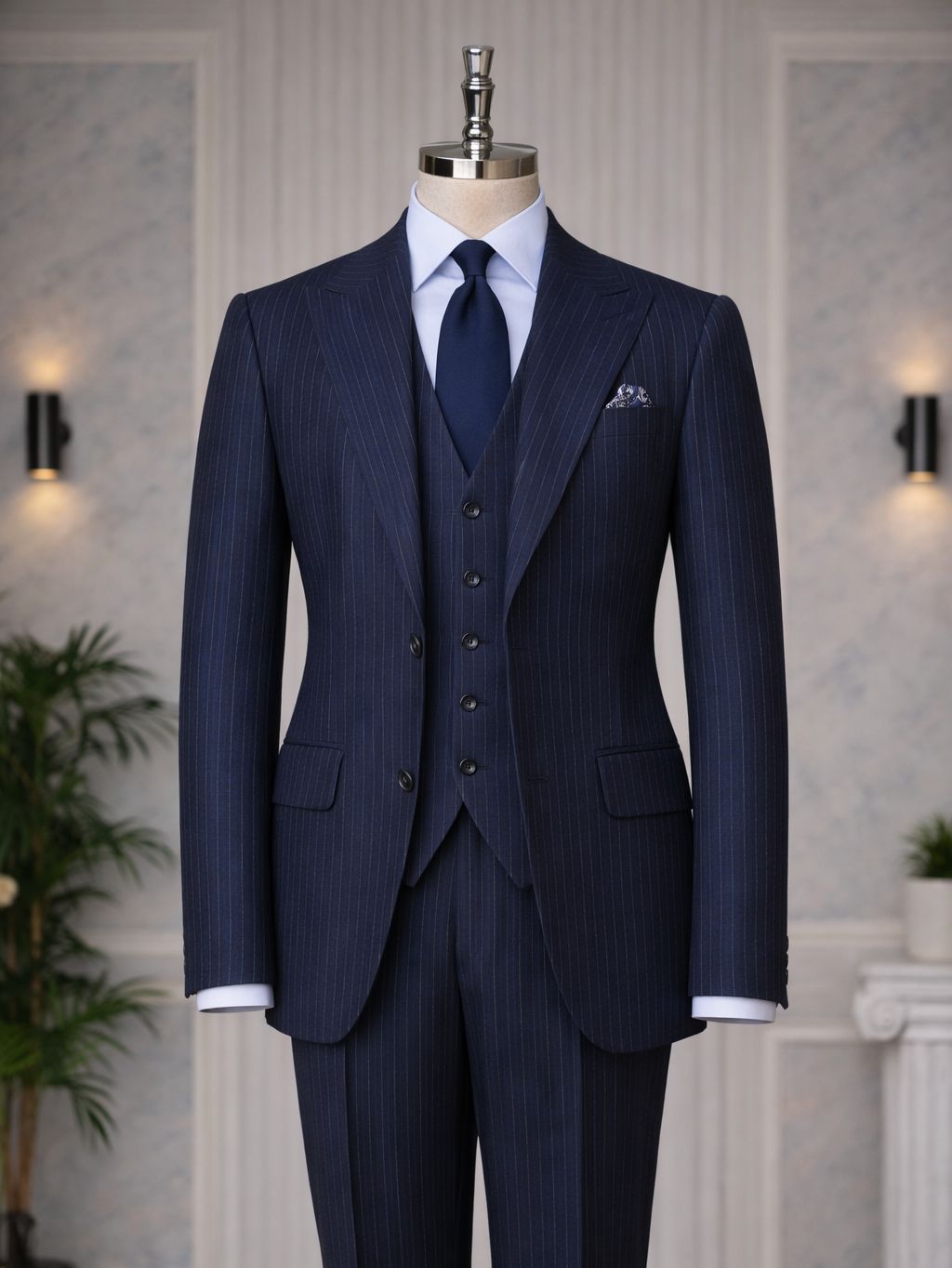 Navy Double-Sided Vest Suit 3-Piece VIOSSI