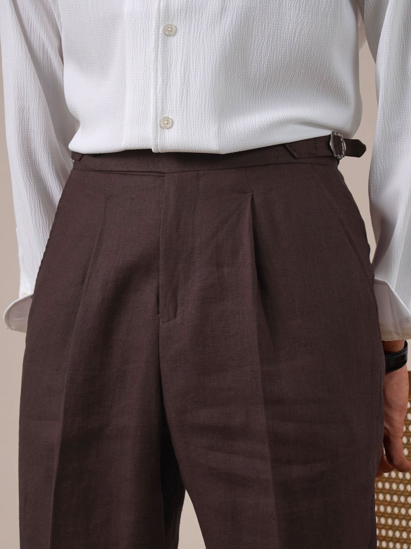 Men’s Breathable Linen Single-Pleat Dress Pants BRABION