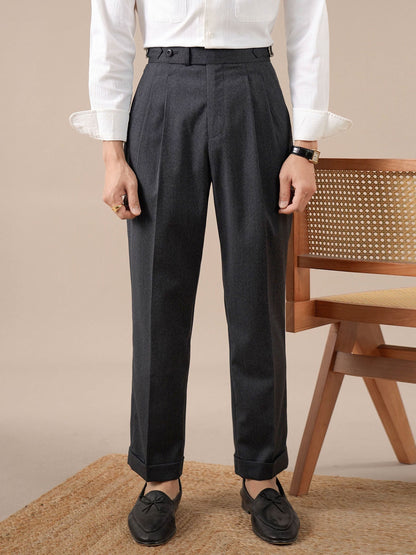Italian Neapolitan High-Waisted Double-Pleat Men's Trousers - BRABION