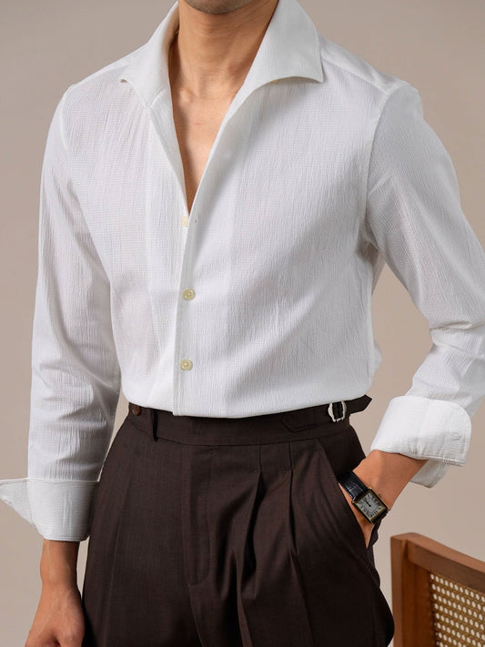 Men’s Breathable Bubble Cotton Gauze Italian One-Piece Collar Shirt BRABION