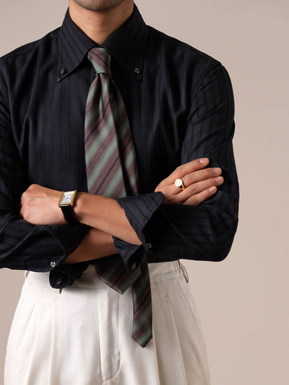 Men’s Italian-Style Point Collar Striped Non-Iron Dress Shirt - BRABION
