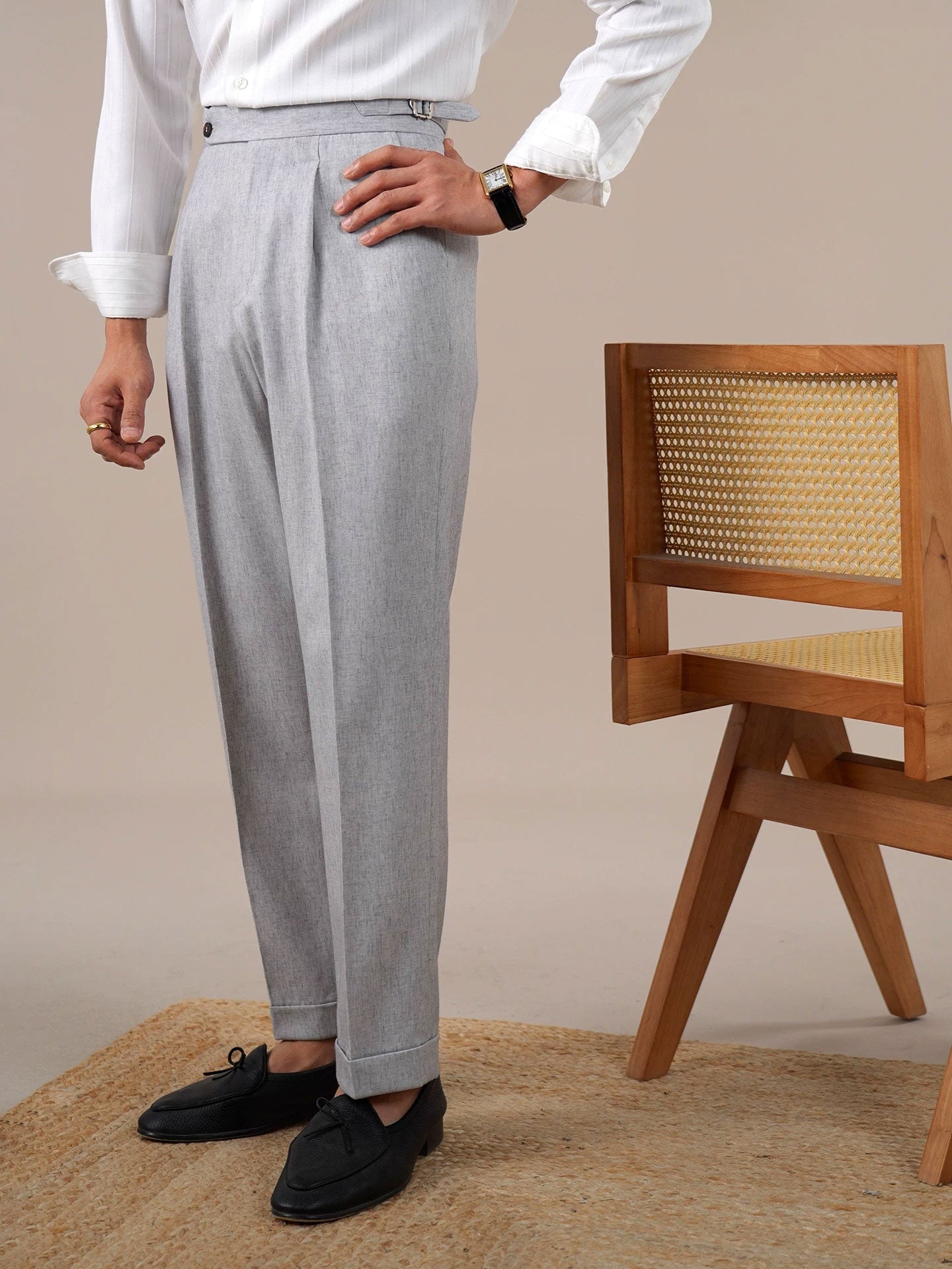 Men’s Grey Linen Dress Pants BRABION