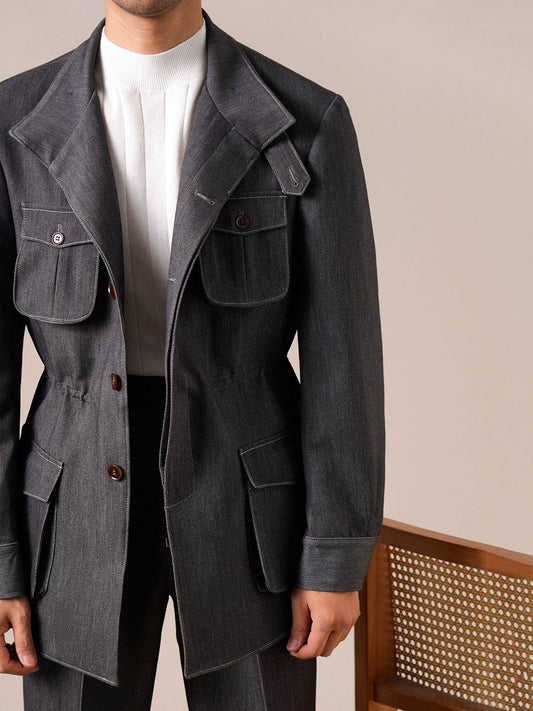 Men's Retro Vintage Denim Hunting Jacket - BRABION