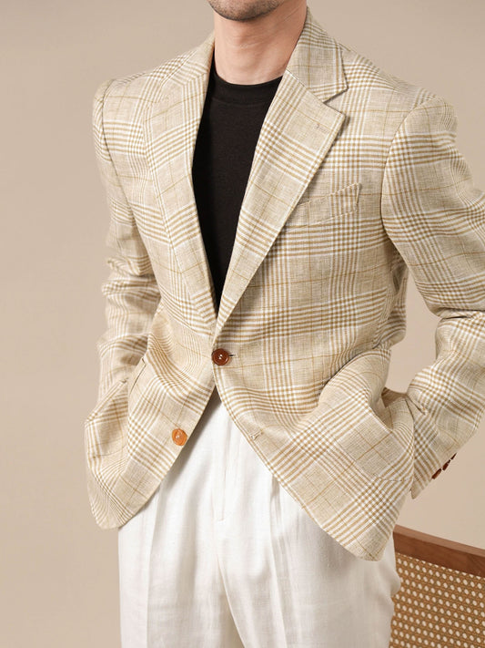 Italian-Style Half-Lined Men's Suit Jacket Notched Lapel - BRABION