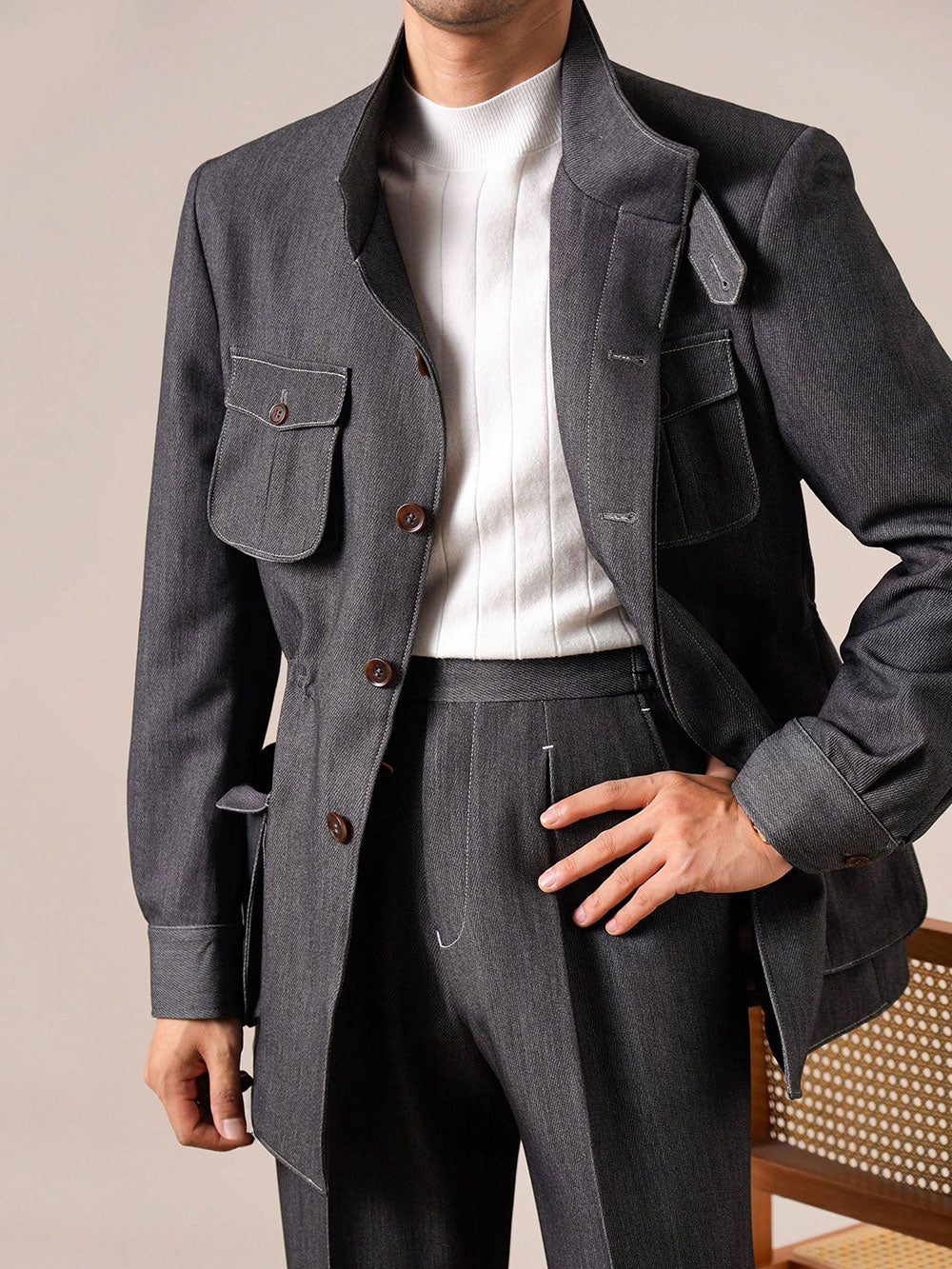 Men's Retro Vintage Denim Hunting Jacket - BRABION