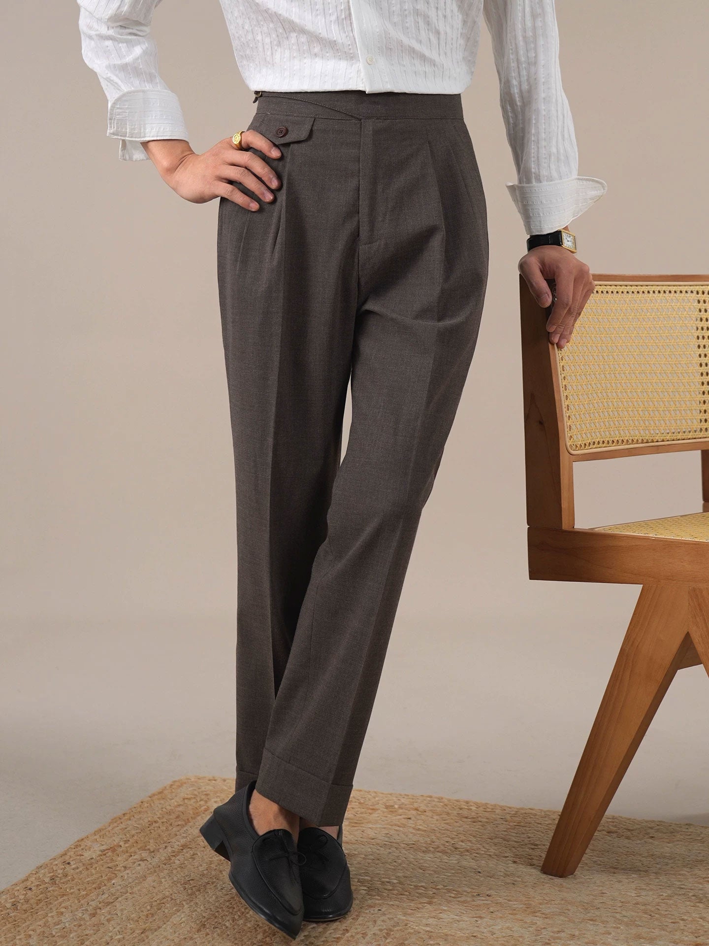 Men’s Brown Vintage Gurkha Dress Trousers BRABION