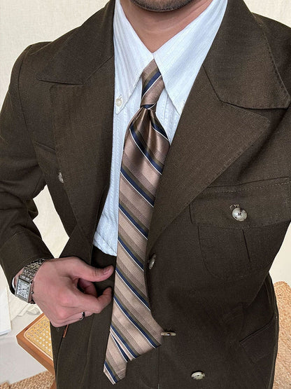 Men's Slim Fit Linen Jacket with Suit Collar - BRABION
