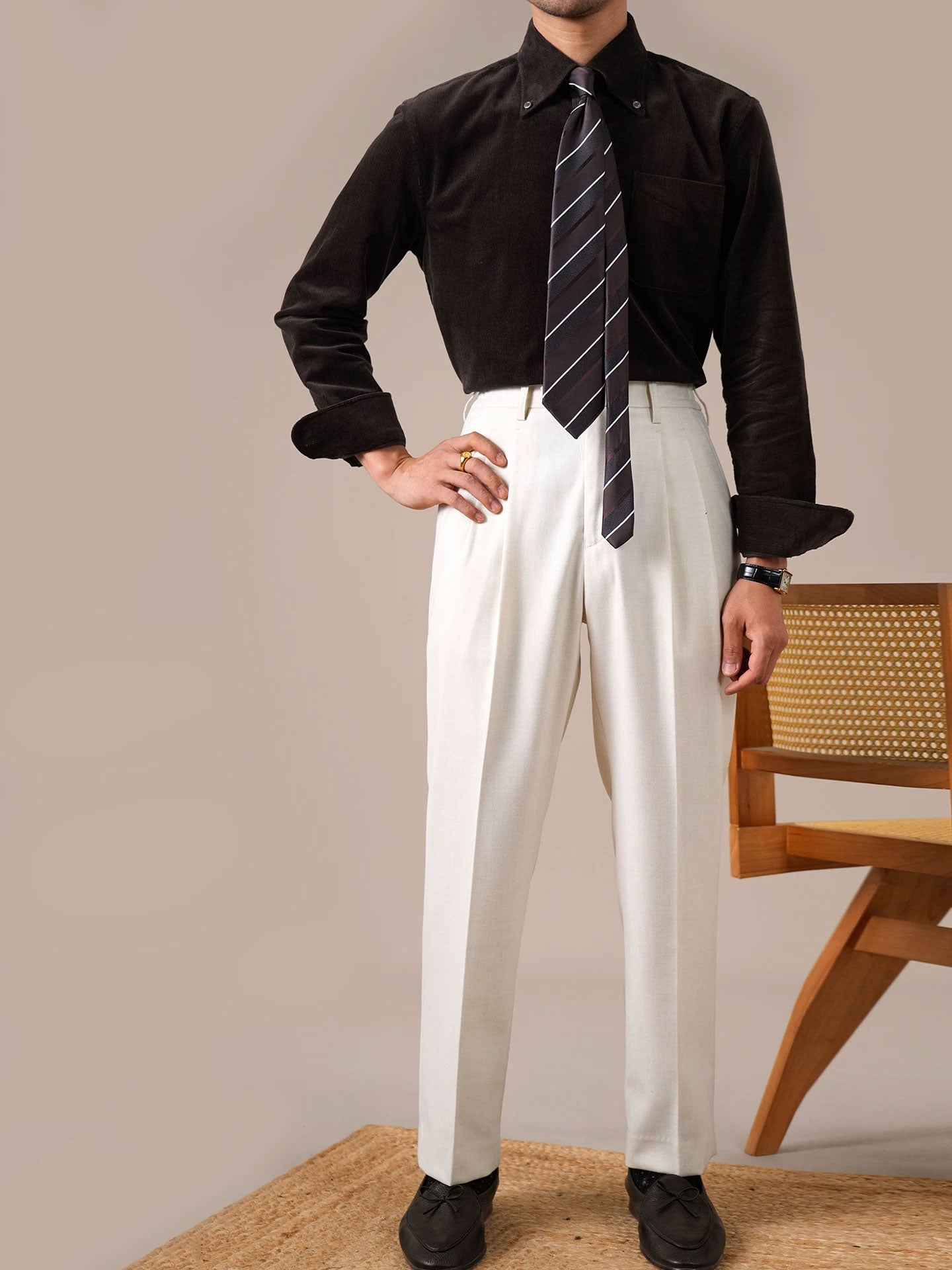 Men’s Cotton Corduroy Button-Down Shirt - BRABION