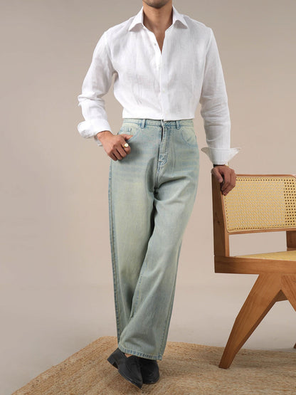 Relaxed Fit Men’s Wide-Leg Jeans—Easy Everyday Style - BRABION