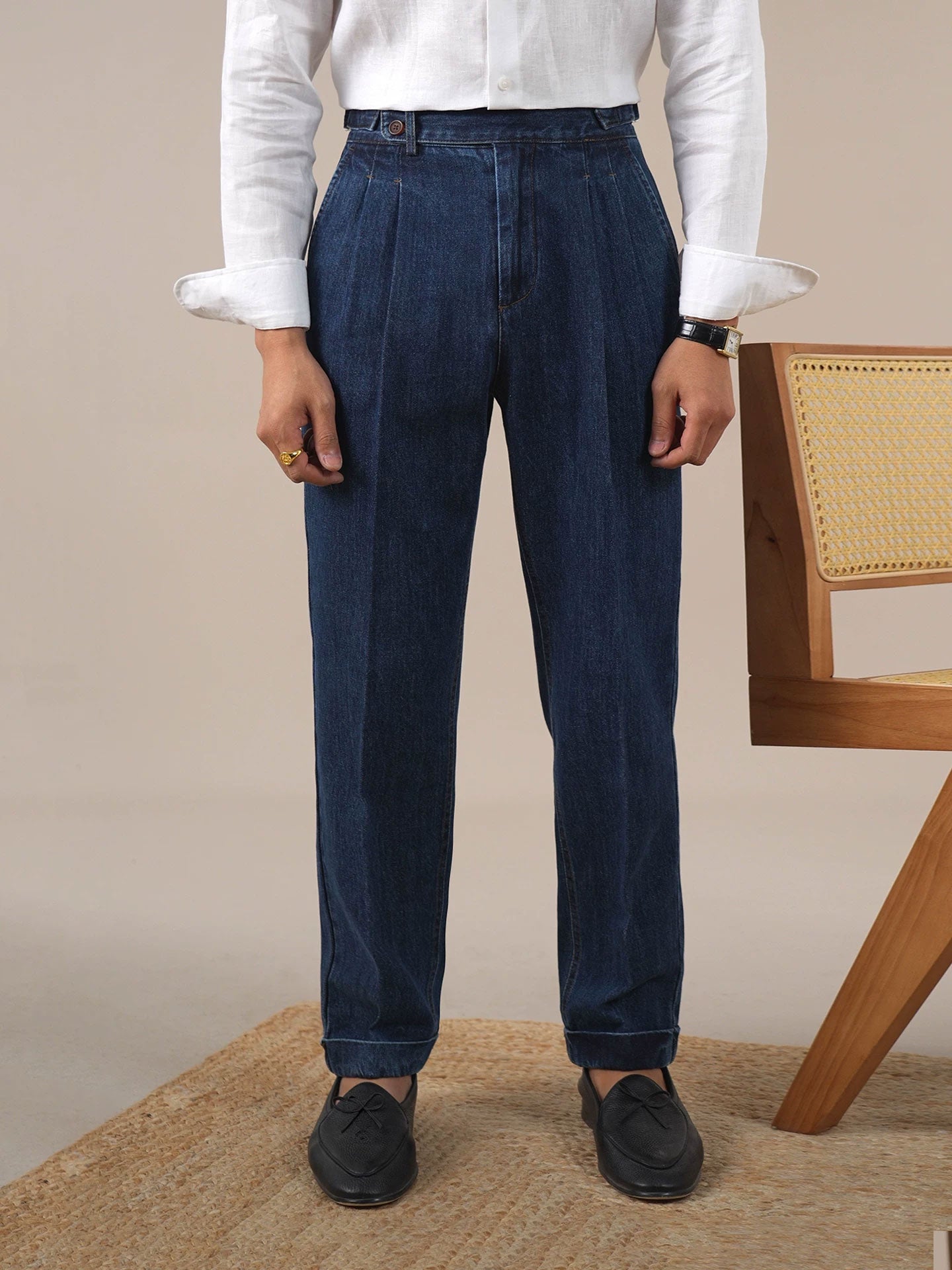 Men's Vintage High-Waist Straight-Leg Jeans - BRABION