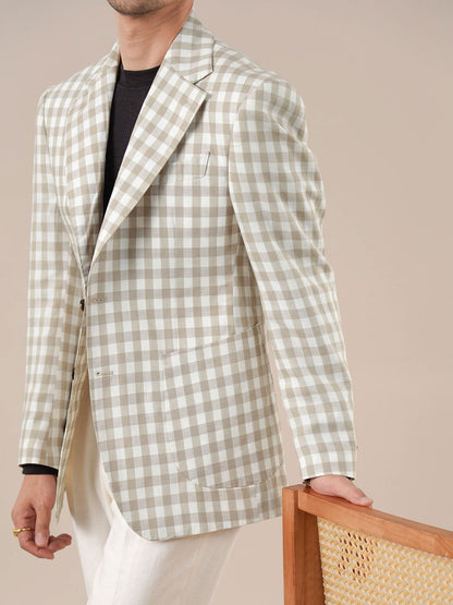 Mens Lyocell Linen Half-Lined Suit Jacket - BRABION