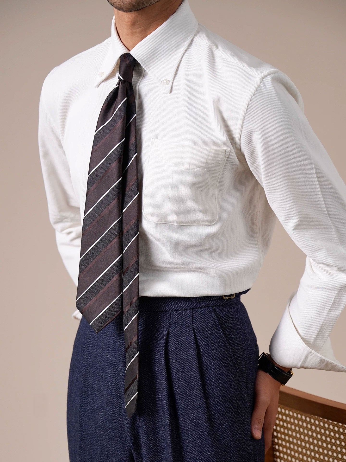 Men’s Cotton Corduroy Button-Down Shirt - BRABION