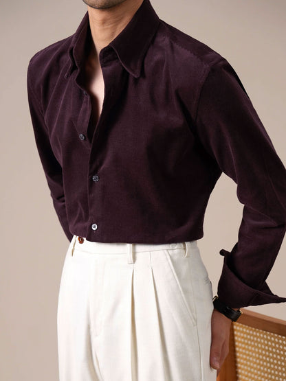 Men’s Italian-Style Corduroy Shirt—Warm Button-Down - BRABION