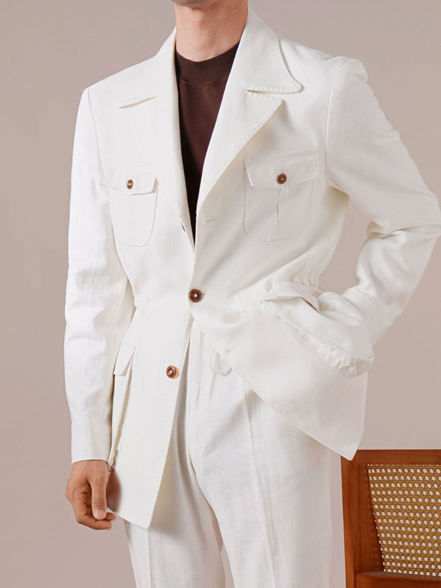Men's Breathable Linen Italian Safari Jacket - BRABION