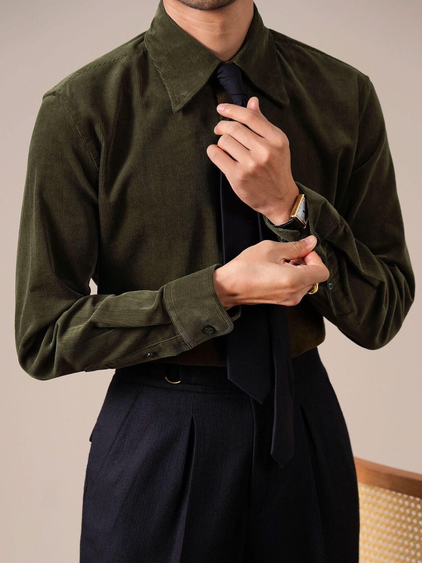 Men’s Italian-Style Corduroy Shirt—Warm Button-Down - BRABION