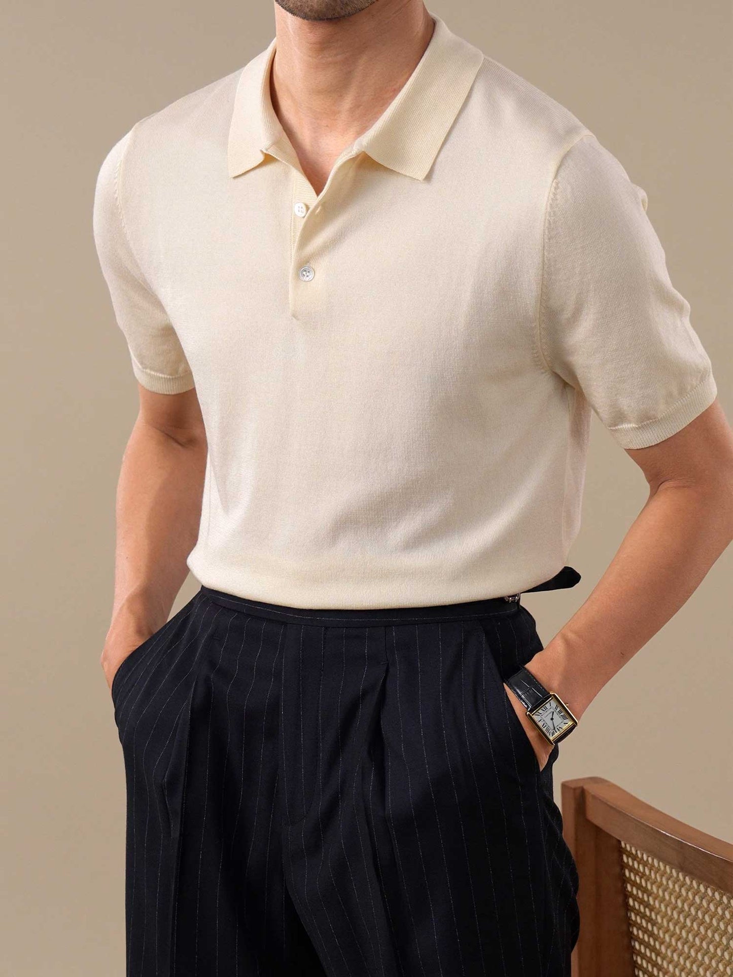 Men’s Italian-Style Lenzing Lyocell Knit Polo Shirt BRABION