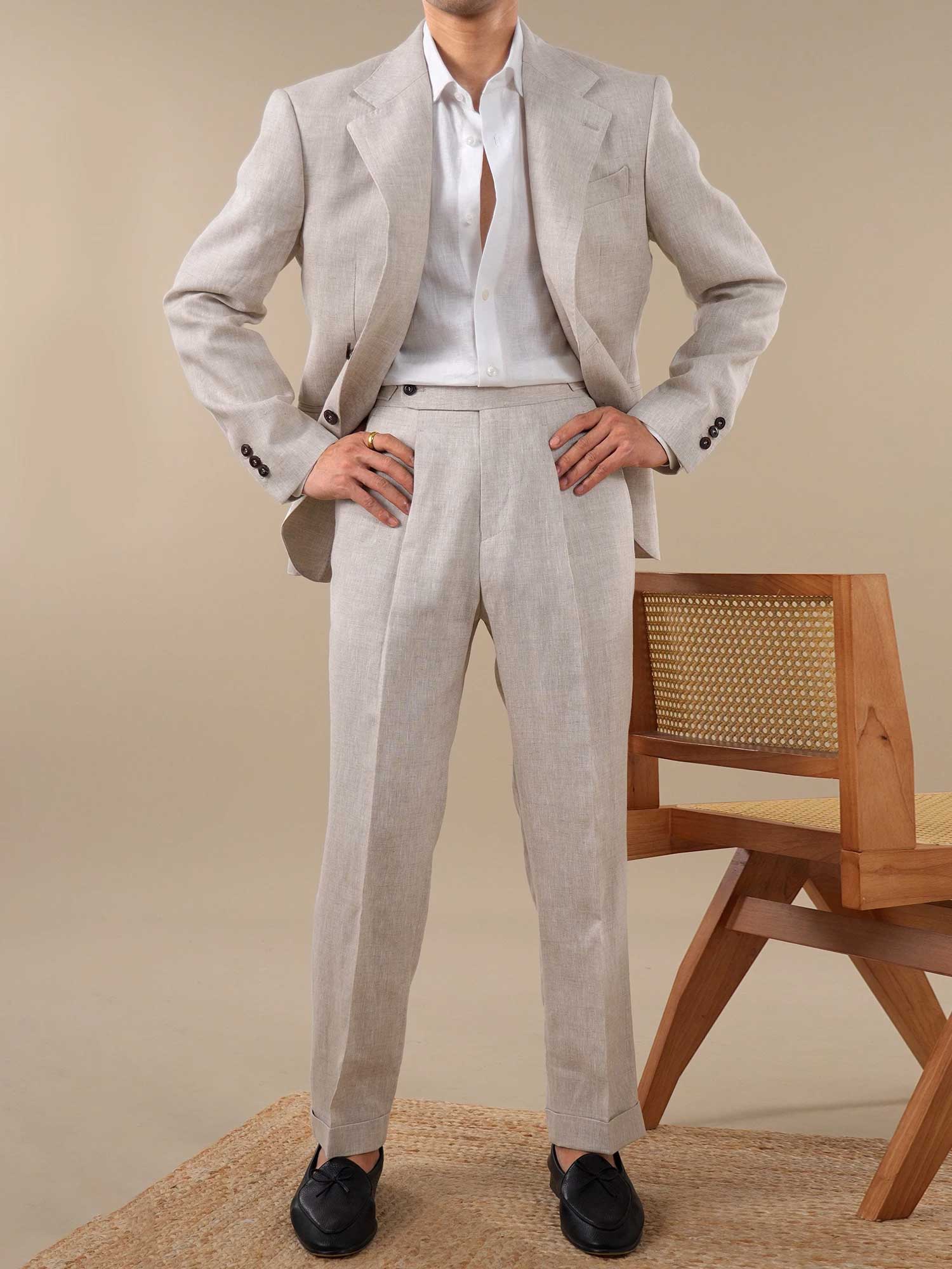 Men’s Breathable Pure Linen Single-Breasted Blazer BRABION