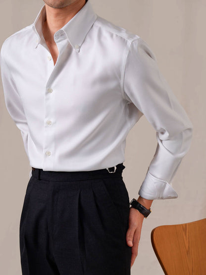 Men’s Italian Point Collar Long Sleeve Dress Shirt - BRABION
