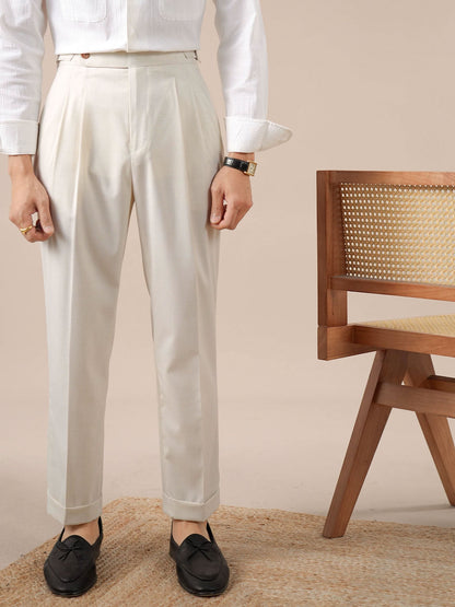 Men's High-Waisted Double-Pleated Dress Trousers - BRABION