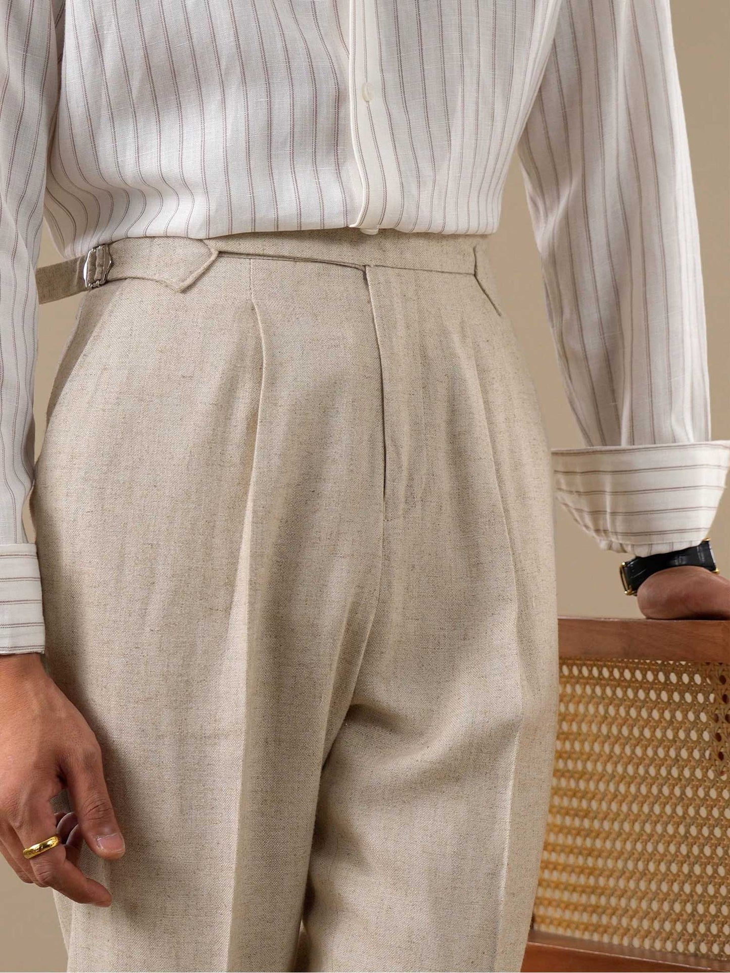 Men’s Linen-Blend Pleated Dress Pants BRABION