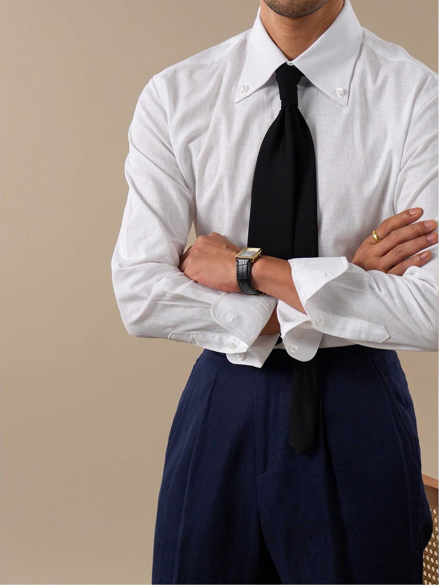 Men’s Linen-Cotton Point Collar Shirt BRABION