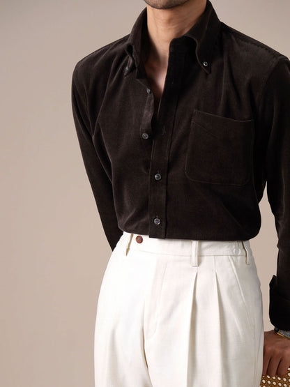 Men’s Cotton Corduroy Button-Down Shirt - BRABION