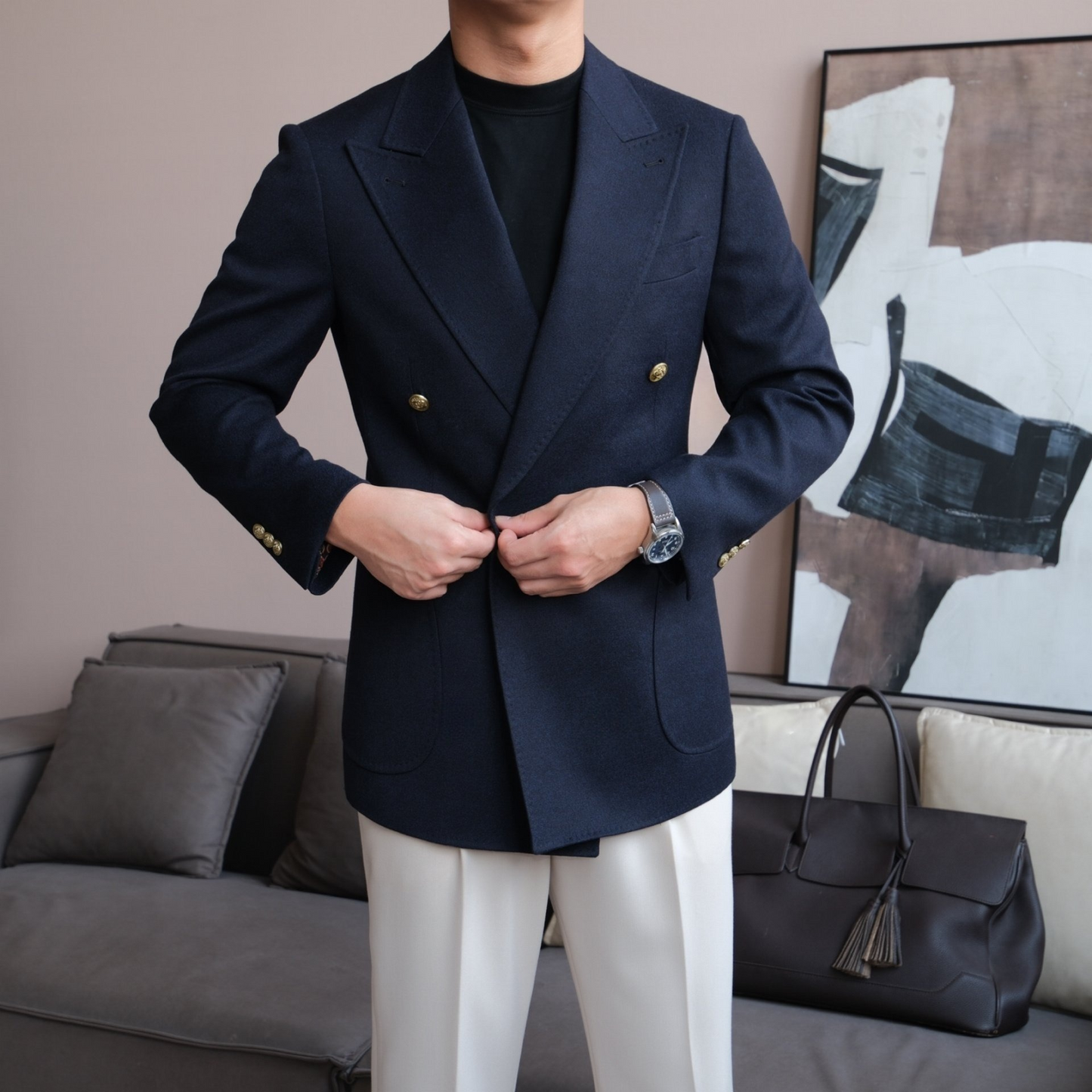 Men’s Wrap Blazer with Half Lining - BRABION