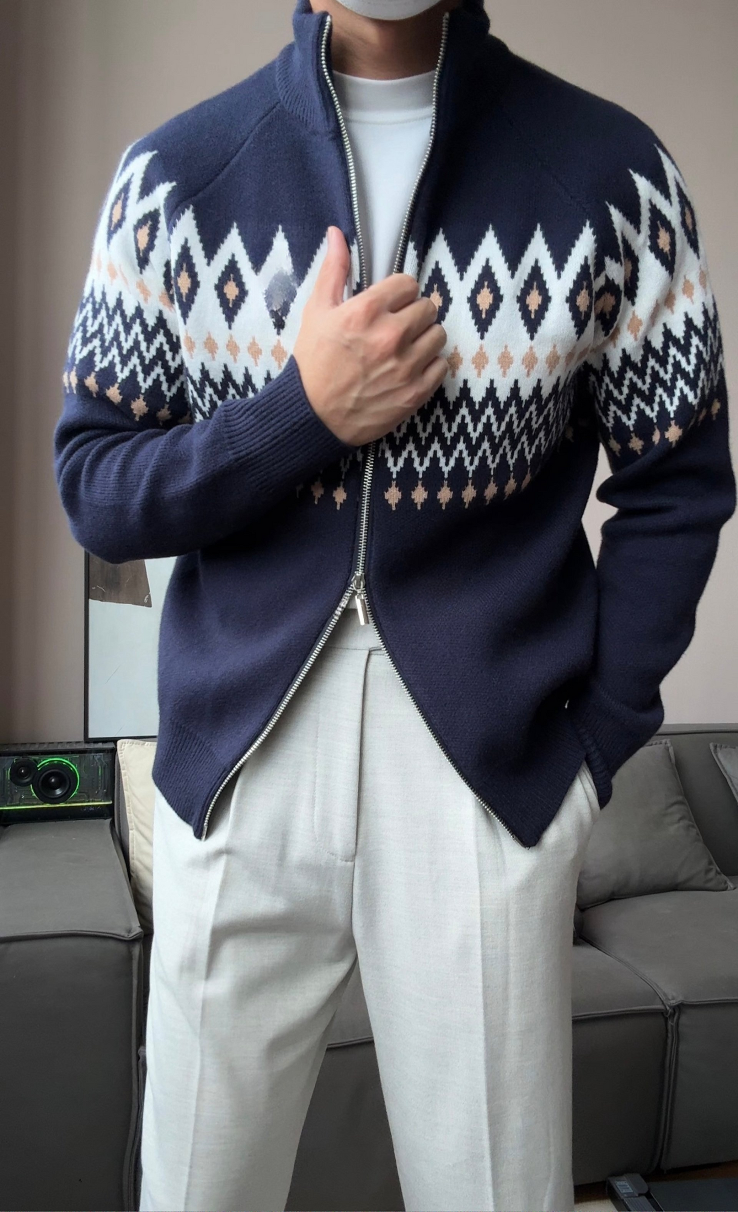 Men’s Thick Zip-Up Knit Cardigan - BRABION