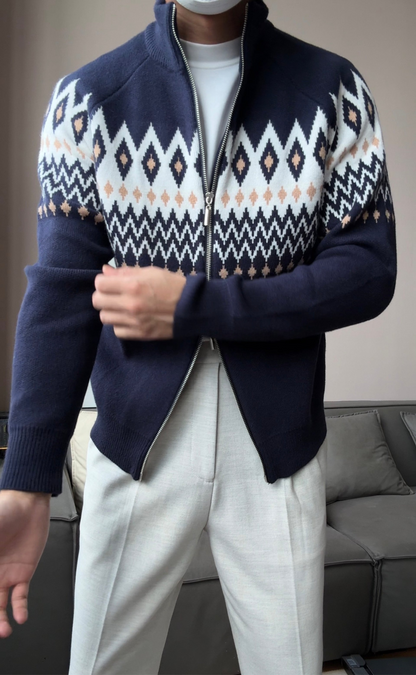 Men’s Thick Zip-Up Knit Cardigan - BRABION