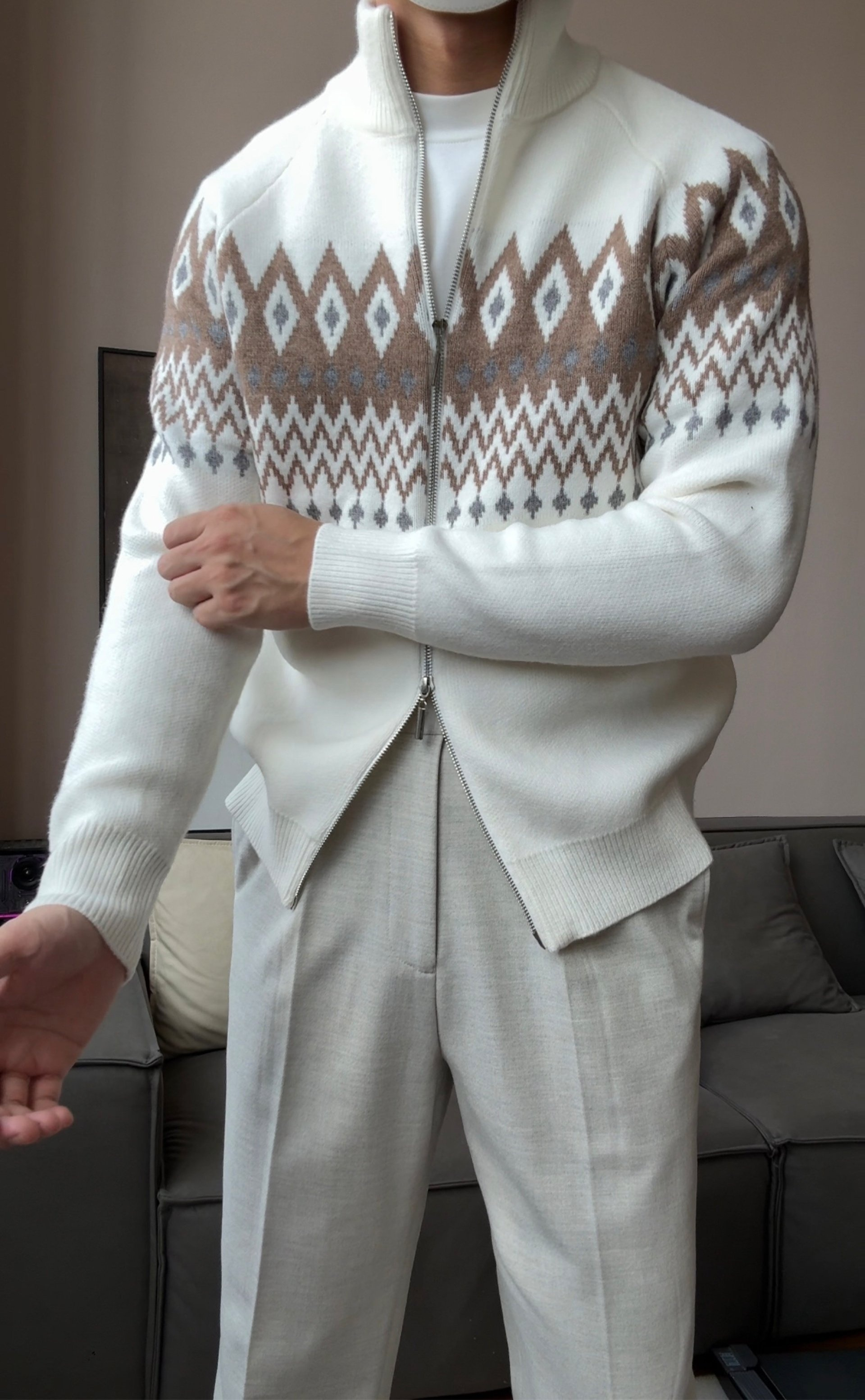 Men’s Thick Zip-Up Knit Cardigan - BRABION