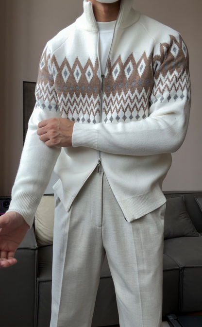 Men’s Thick Zip-Up Knit Cardigan - BRABION