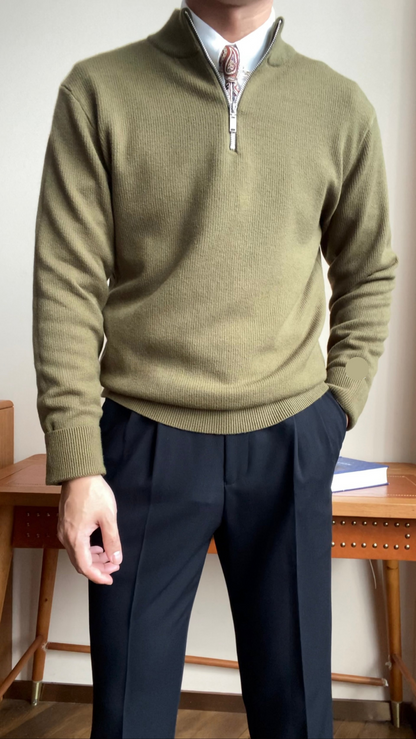 Men’s Slim Fit Zip Neck Knit Sweater - BRABION