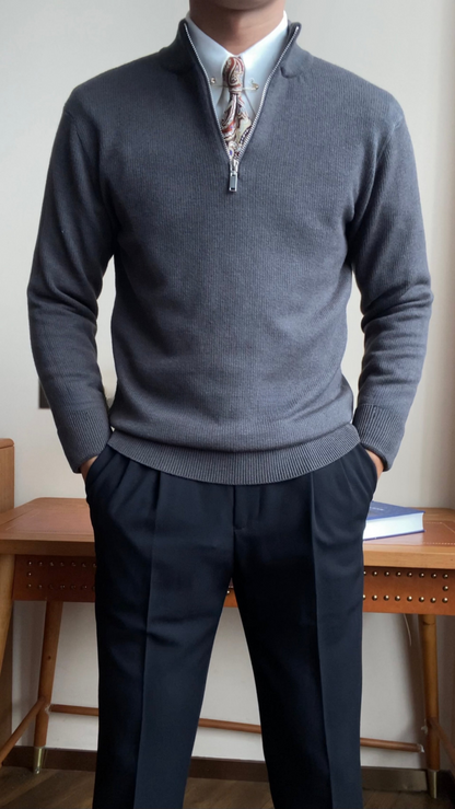 Men’s Slim Fit Zip Neck Knit Sweater - BRABION