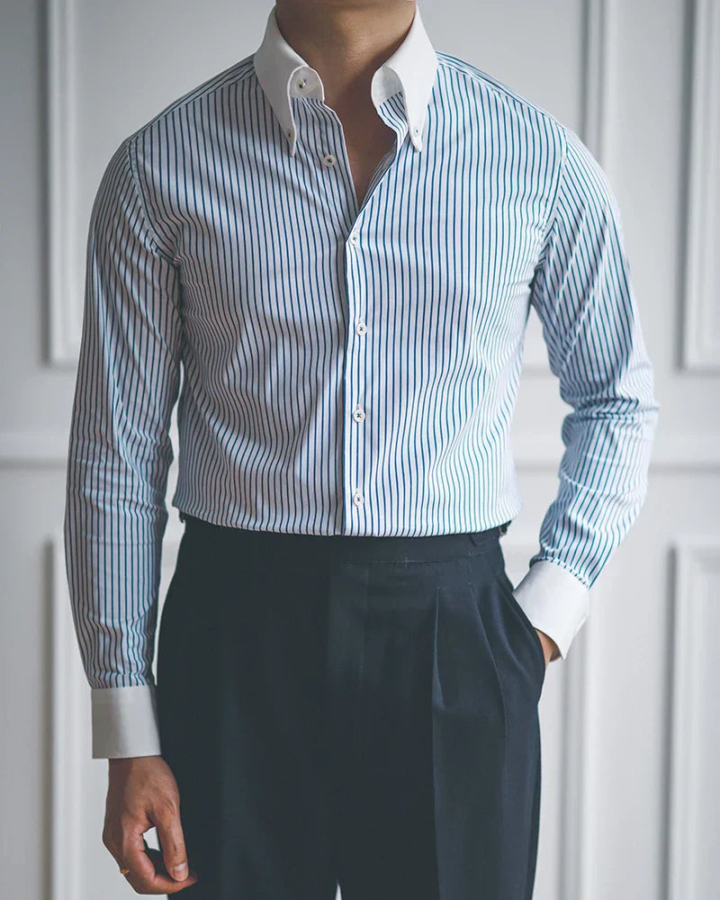 Stripped Blue Dress Shirt - BRABION