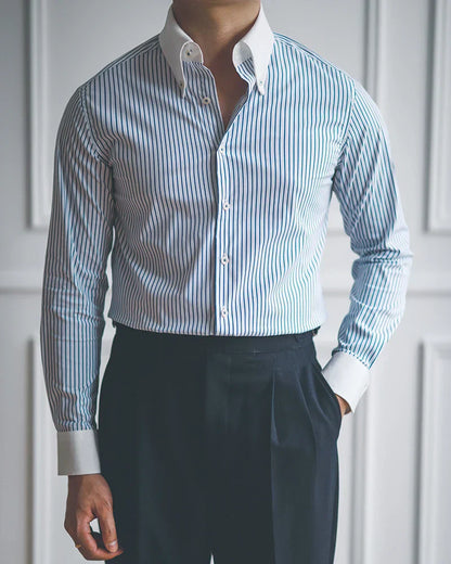 Stripped Blue Dress Shirt - BRABION
