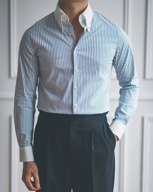 Stripped Blue Dress Shirt - BRABION