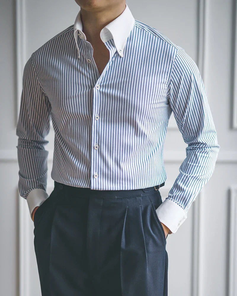 Stripped Blue Dress Shirt - BRABION