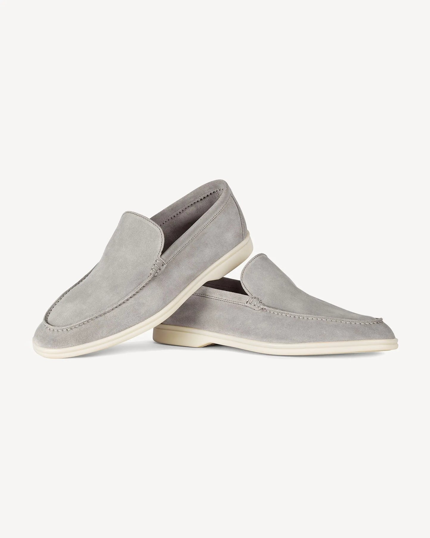 Brabion Unlined Capri Suede Loafer – Light Grey - BRABION