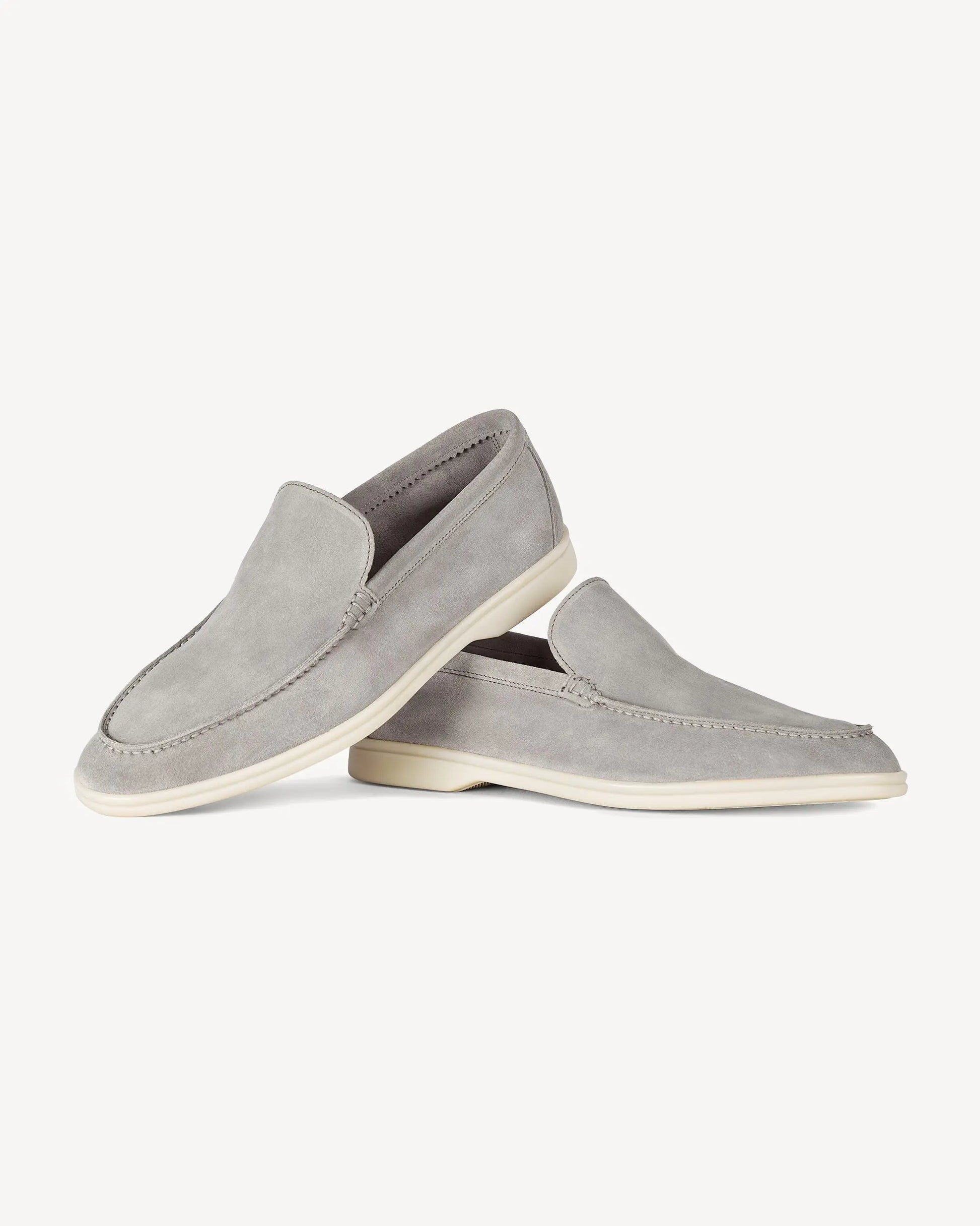 Brabion Unlined Capri Suede Loafer – Light Grey - BRABION