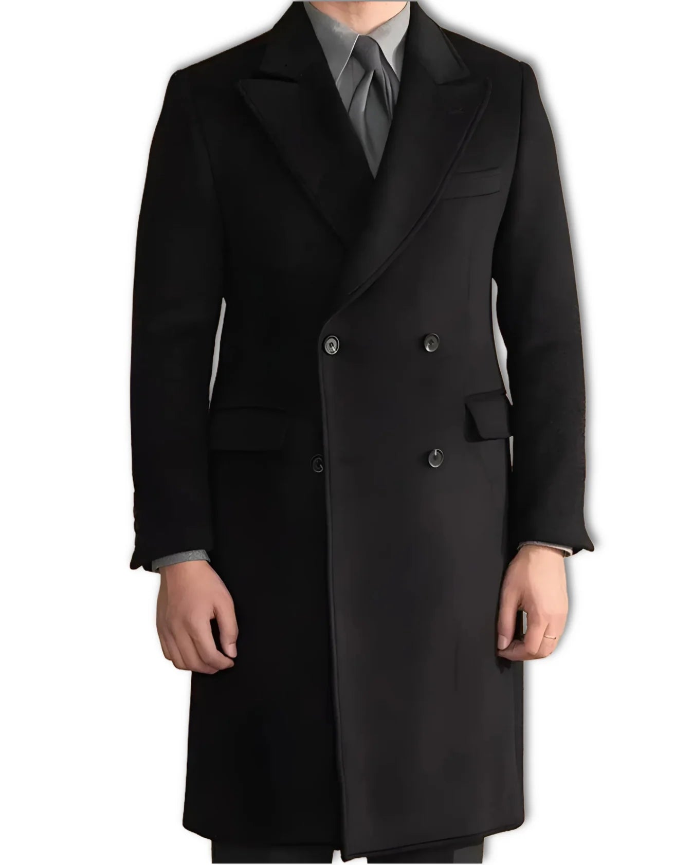Men’s Black Wool Overcoat - BRABION