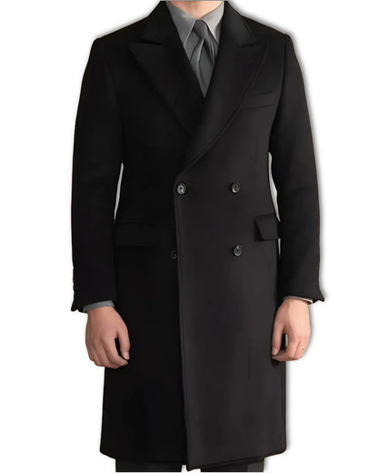 Men’s Black Wool Overcoat - BRABION
