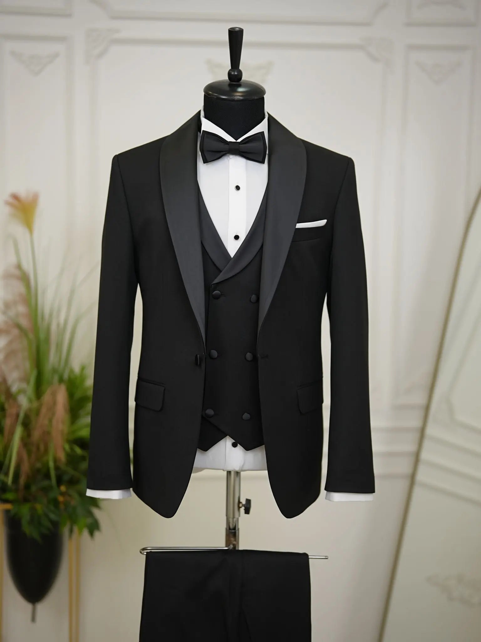 Brabion Elio Black Slim Fit Shawl Lapel Tuxedo - BRABION