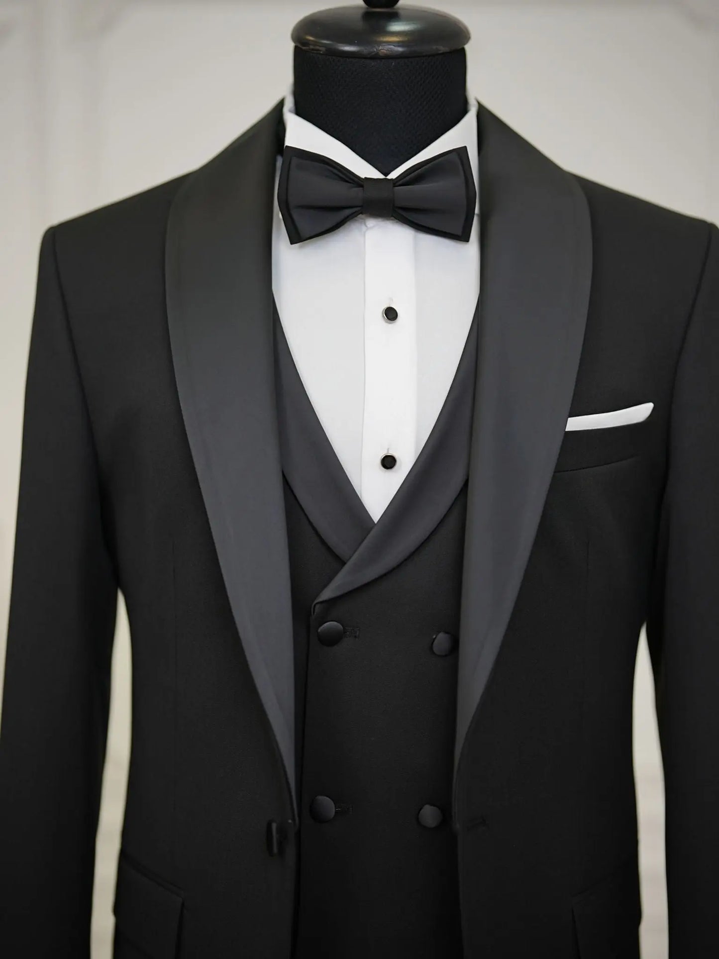 Brabion Elio Black Slim Fit Shawl Lapel Tuxedo - BRABION